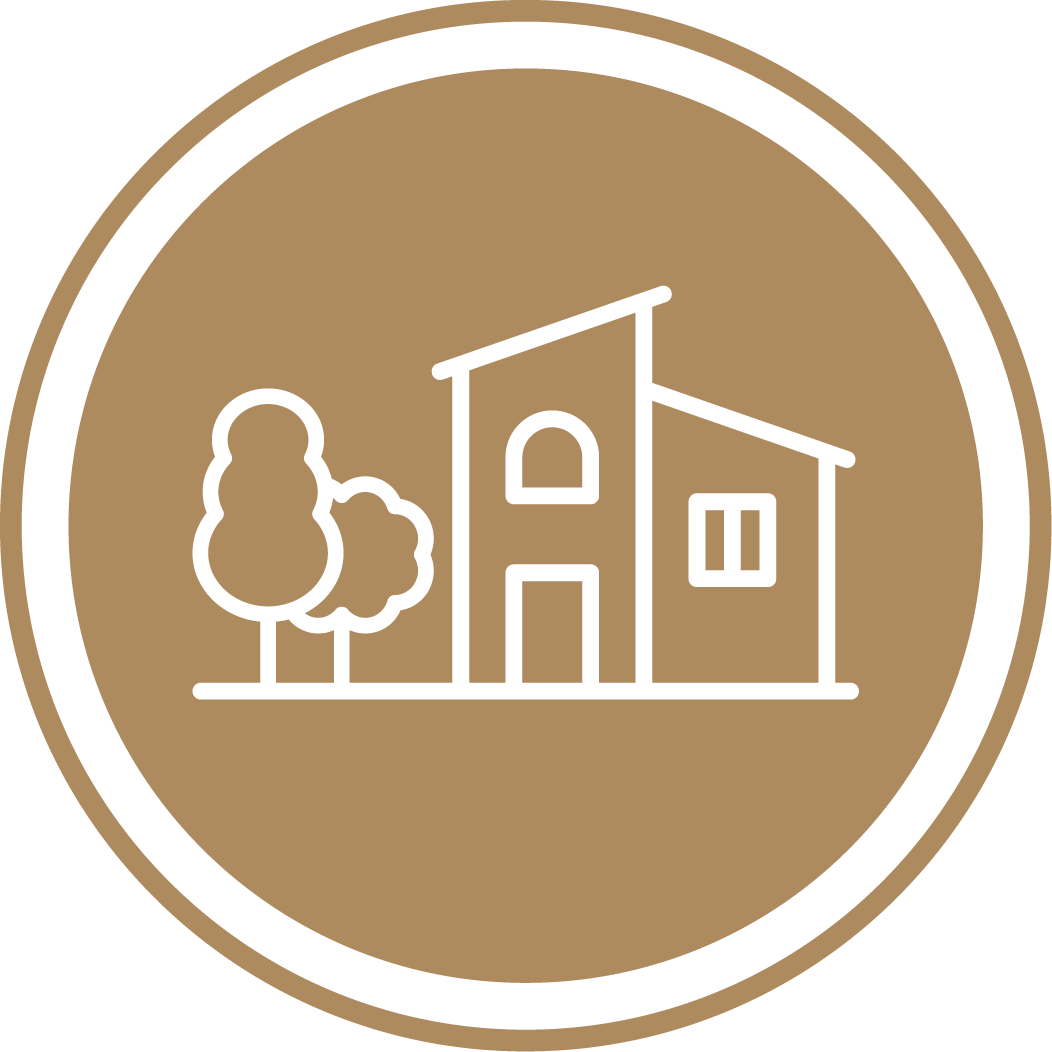 Icon mit Haus und Bäumen