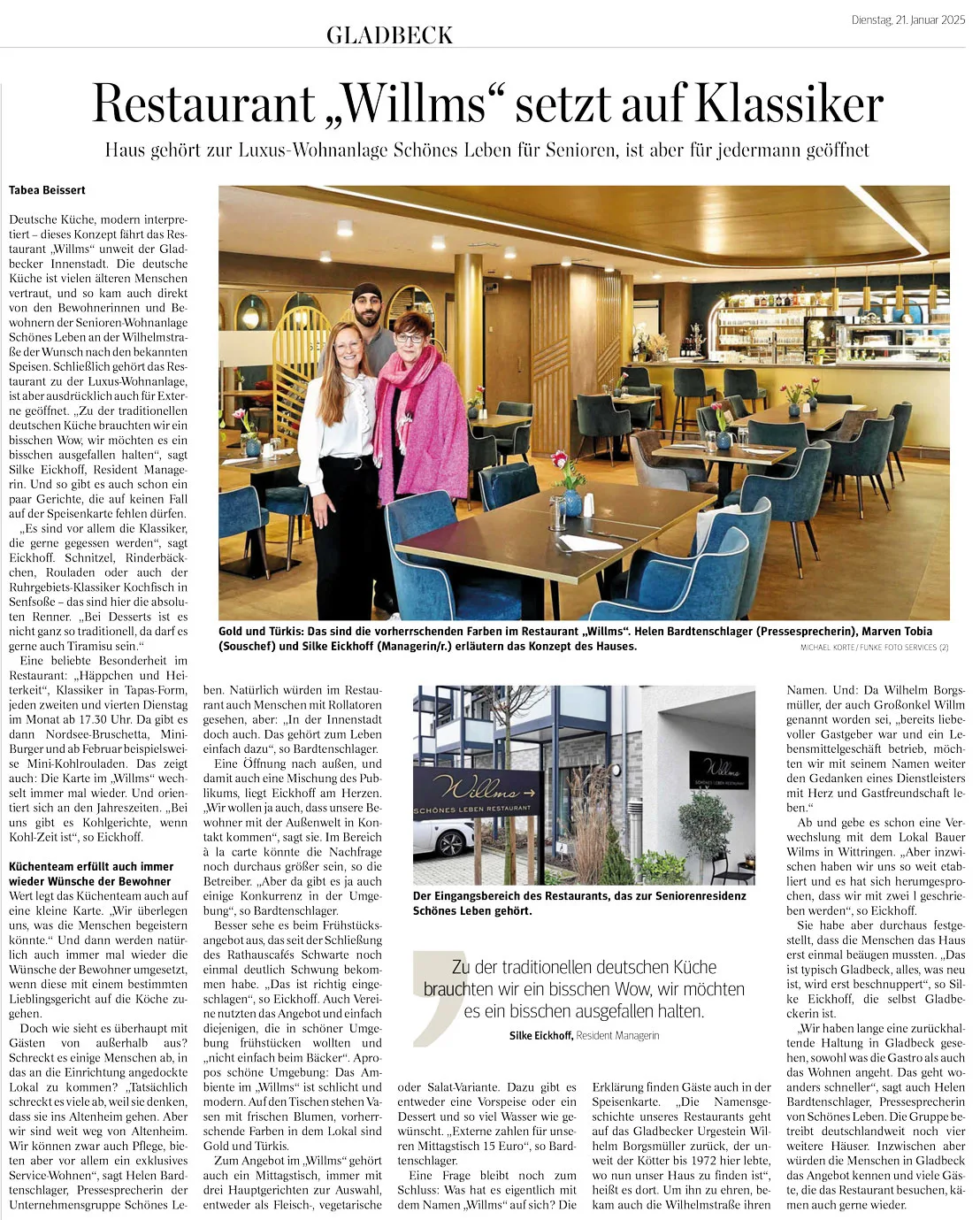 Artikel WAZ Willms Gladbeck