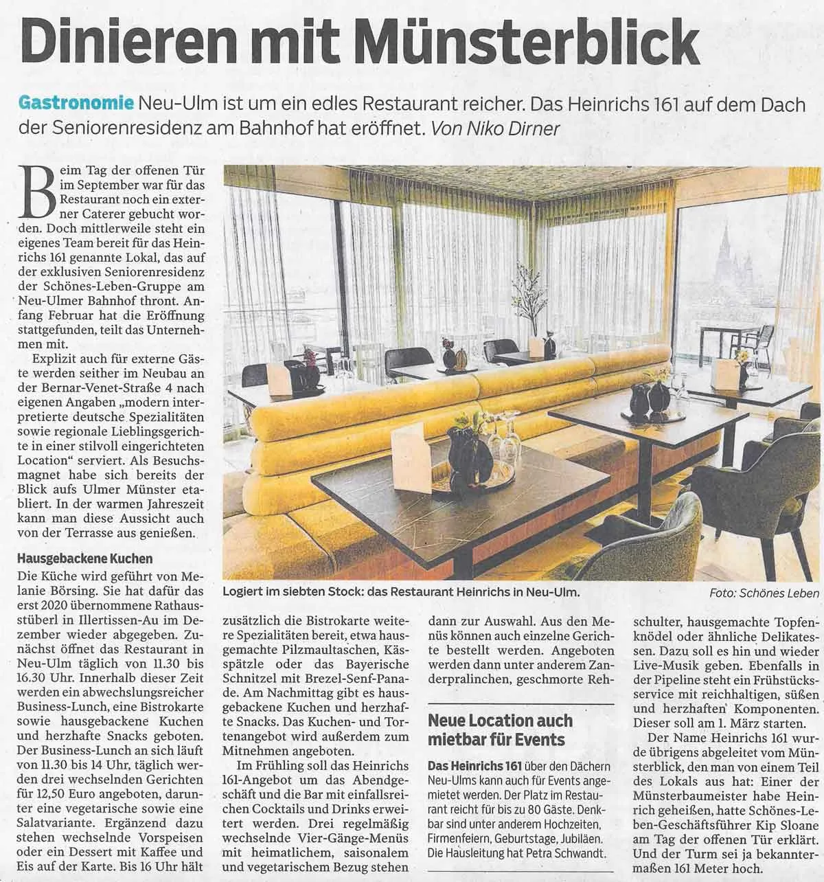 Eröffnung Heinrichs 161 Restaurant Neu-Ulm