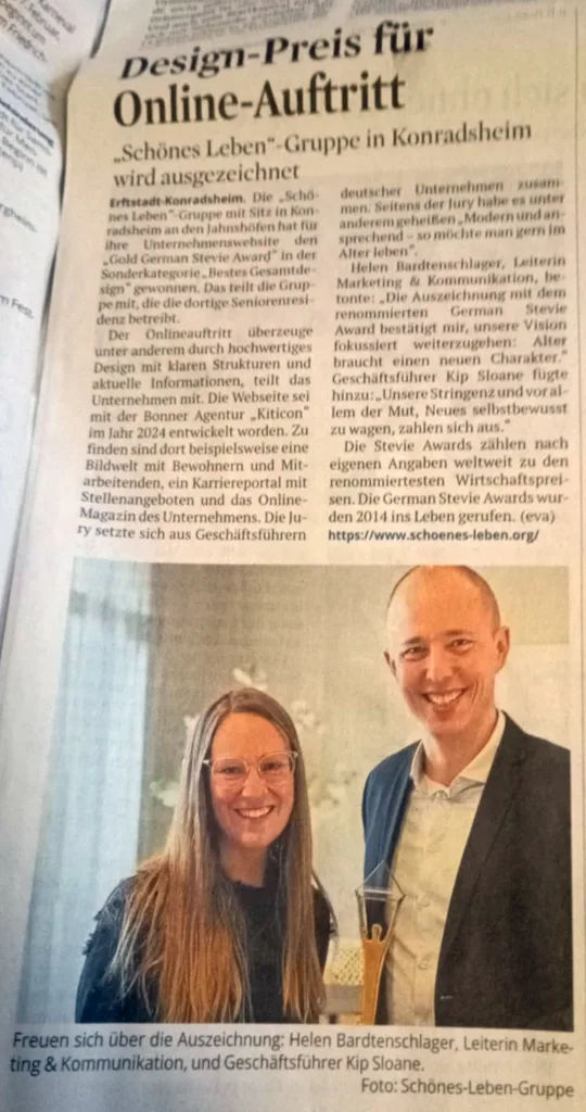 Auszeichnung für www.pflegeglueck.live