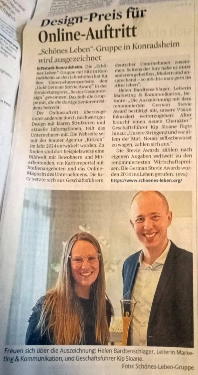 Auszeichnung für www.pflegeglueck.live